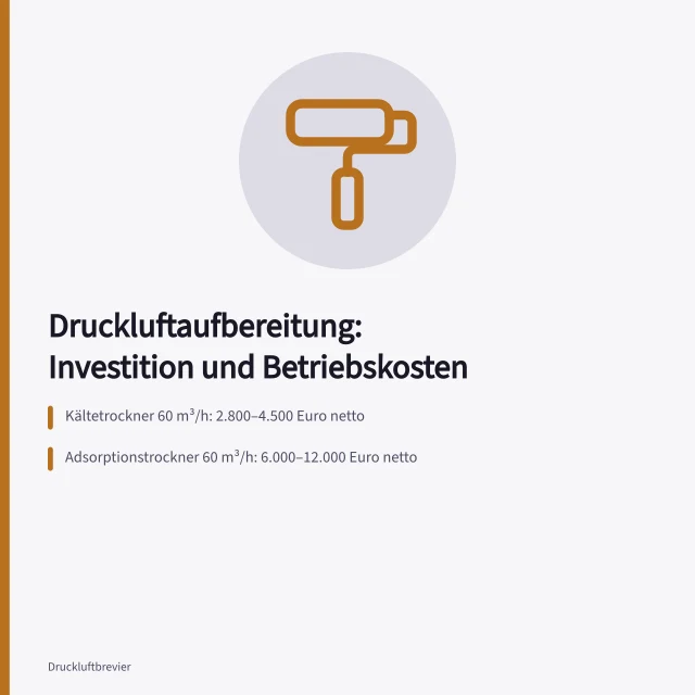 Kostenvergleich Druckluftaufbereitung: Kältetrockner vs. Adsorptionstrockner. Druckluftaufbereitung Kosten: Investition und Betriebskosten vergleichen