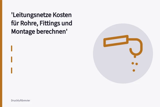 Aluminium-Druckluftleitungen DN 25 mit Fittings und Halterungen in der Werkhalle montiert. Leitungsnetze Kosten für Rohre, Fittings und Montage berechnen